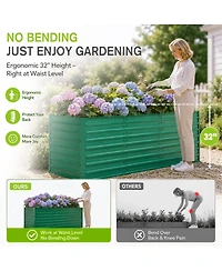 Streamdale Furniture 2-Pack 93.7''x31.5''x32.3'' Ergonomic Raised Metal Garden Bed with 8 Reinforcing Rods