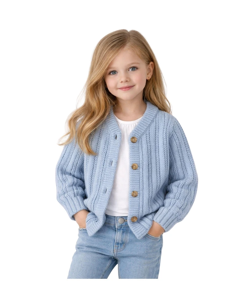 MeMoi Toddler Girls 3T- 10 Cozy Oversized Cable-Knit Cardigan Sweater