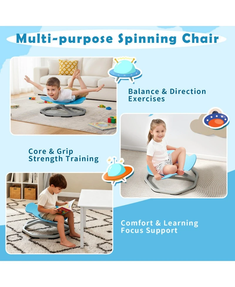 Gouun Kids Sensory Swivel Chair with 360-Degree Spinning and Non-Slip Metal Base