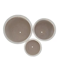 Streamdale Furniture 3-Piece Lightweight Mgo Round Crackle Stone Planter Set with Drainage