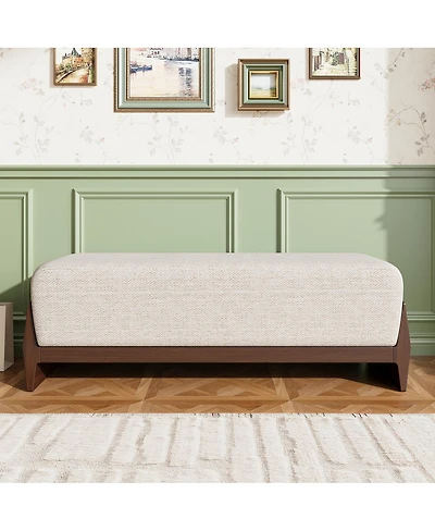 Streamdale Furniture Rubber Solid Wood Bench with Thick Soft Cushions Can Accommodate Three People