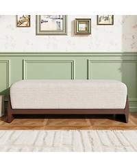 Streamdale Furniture Rubber Solid Wood Bench with Thick Soft Cushions Can Accommodate Three People