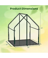 Sugift Mini Greenhouse Metal Frame with Waterproof Bottom Mat and Wind Ropes