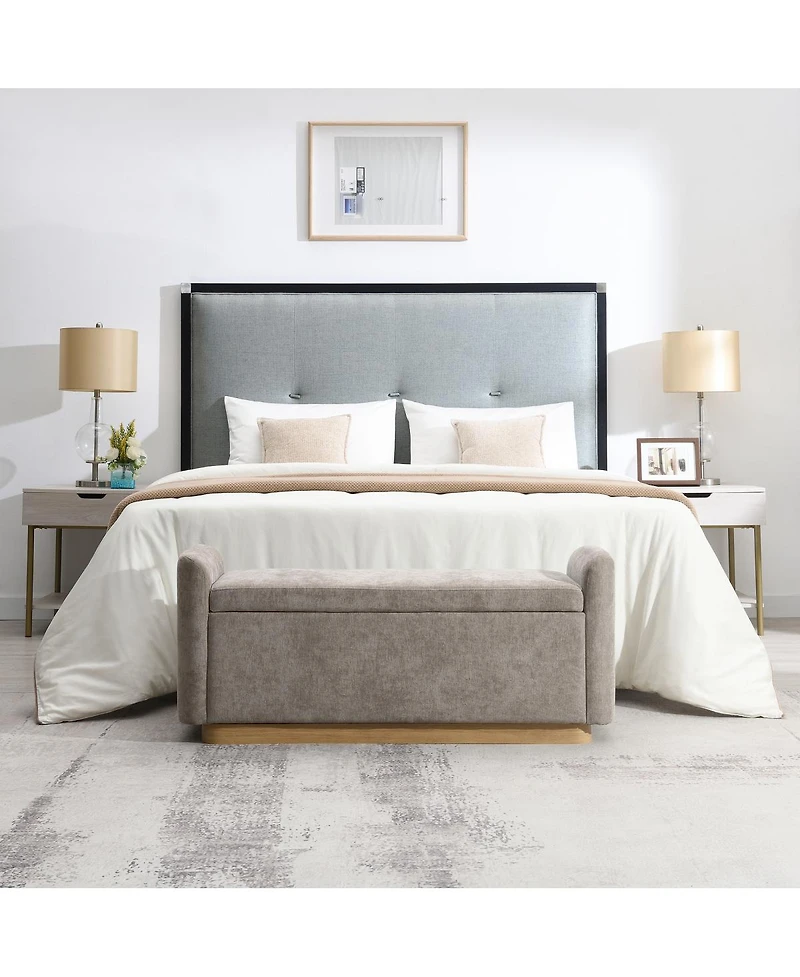 Streamdale Furniture 49'' Upholstered Storage Bench with Gold Metal Base