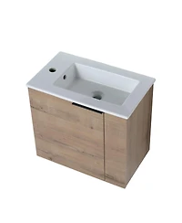 Sillysis 22 Inch Wall Mounted Bathroom Vanity with Ceramic Sink, Soft Close Door, Modern Floating Cabinet