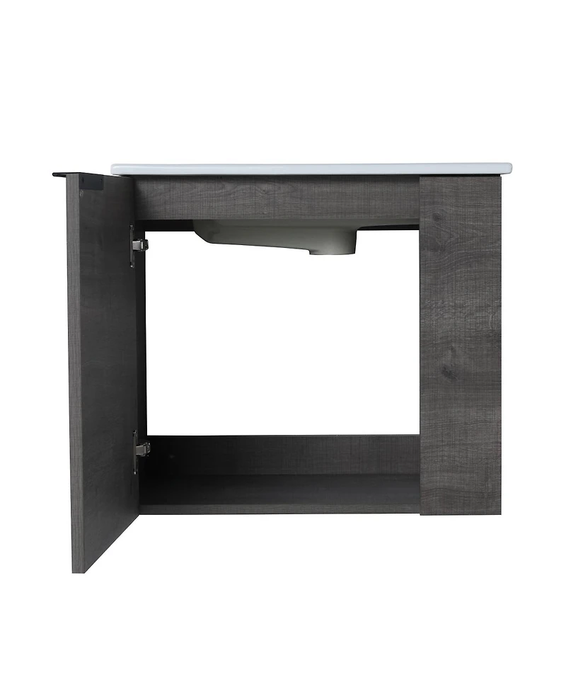 Sillysis 22 Inch Wall Mounted Bathroom Vanity with Ceramic Sink, Soft Close Door, Modern Floating Cabinet