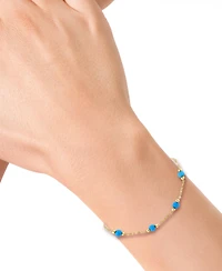 Effy Collection Turquoise (3.5mm) Bracelet in 14k Yellow Gold