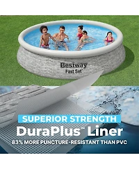 Bestway Fast Set 12' x 30" Round Inflatable Stacked Stone Swimming Pool Set