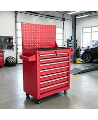 Clihome 7-Drawer Tool Cabinet with Pegboard Back Panel