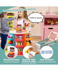 Mecale Kids Supermarket Playset with Shopping Cart and 76 Accessories, Age 3+