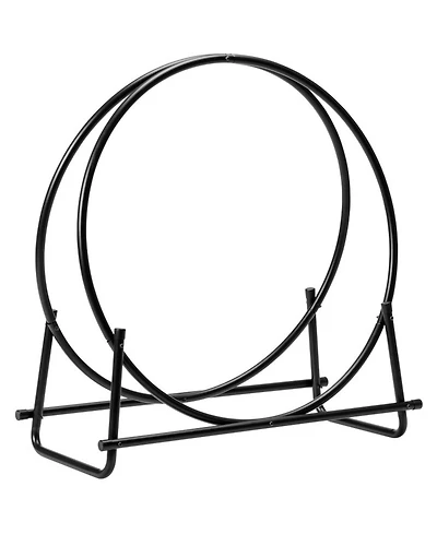 Gouun 30 In Tubular Steel Log Hoop Firewood Storage Rack with W-Type Base