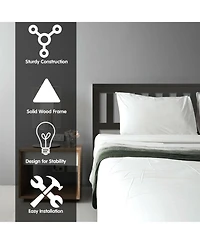 Gouun Queen Wood Platform Bed with Headboard