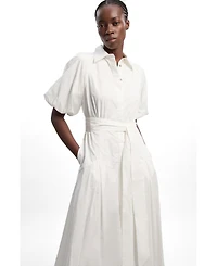 Karen Millen Women's Cotton Puff Sleeve Midi Shirt Dress