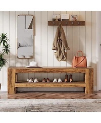 Slickblue Farmhouse Entryway Bench with Wooden Shoe Shelf