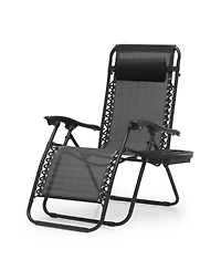 Aofar Zero Gravity Lounge Chair Folding Recliner Cup Holder Tray