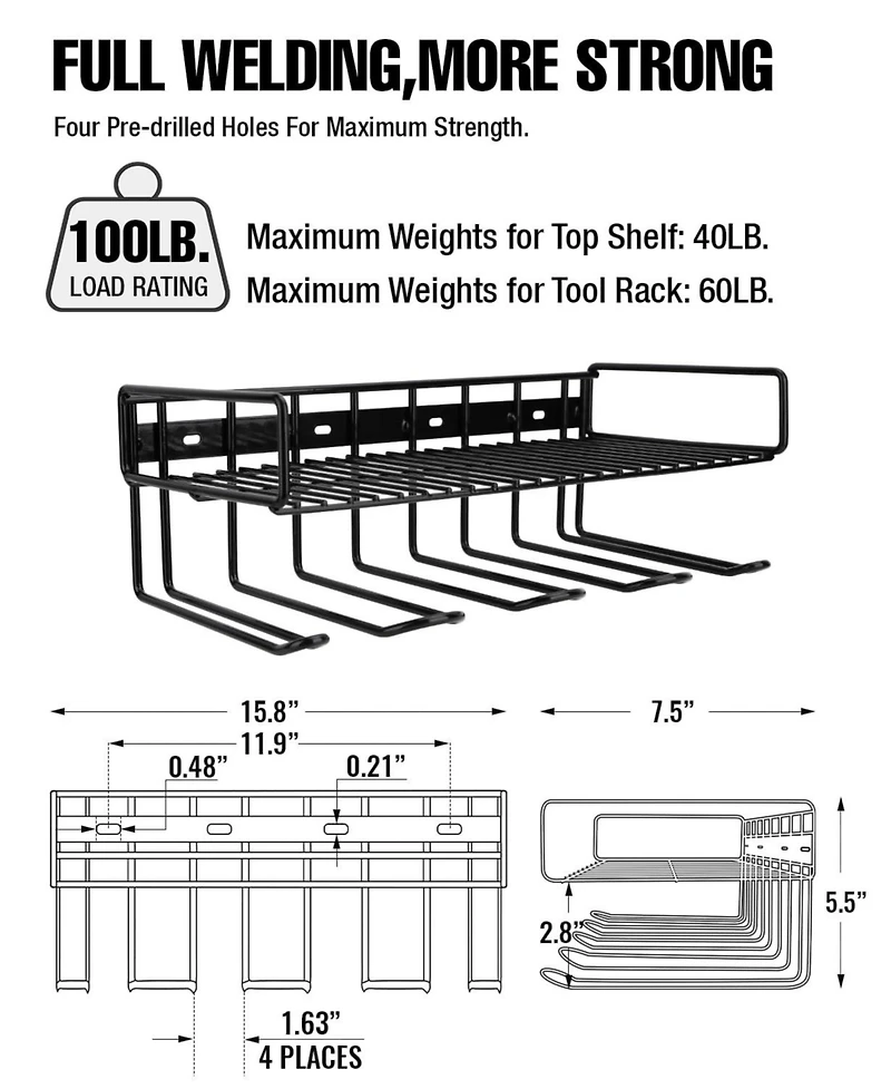 Xdovet Wall Mounted Power Tool Organizer Holder Drill Rack Shelf Workshop Storage