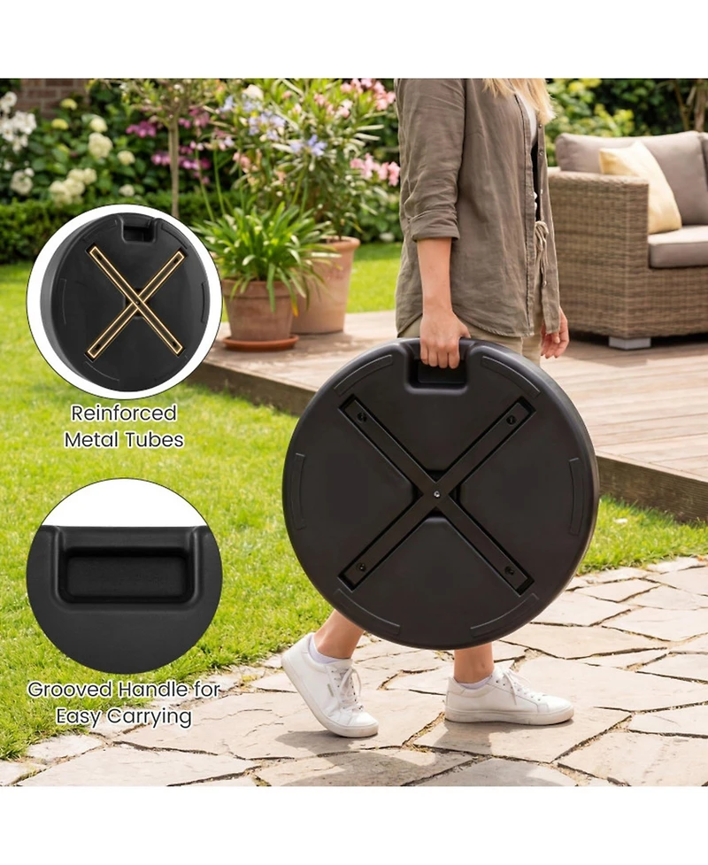 Gouun Fillable 90 Lb Round Patio Umbrella Stand with Dual Adapters