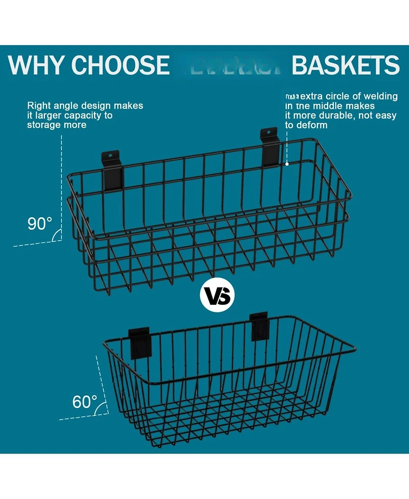 Xdovet Slatwall Baskets Metal Hanging Storage Organizer