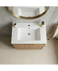 Midola Ceramic Bathroom Vanity Sink Top with Single Hole, Drop in Bathroom Vessel Sink Bowl Rectangle for Bathroom