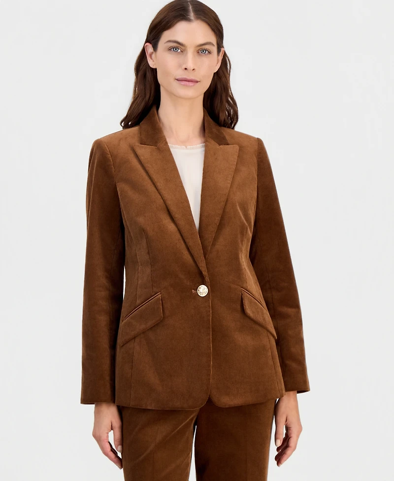Tahari Asl Women's Single-Button Corduroy Jacket