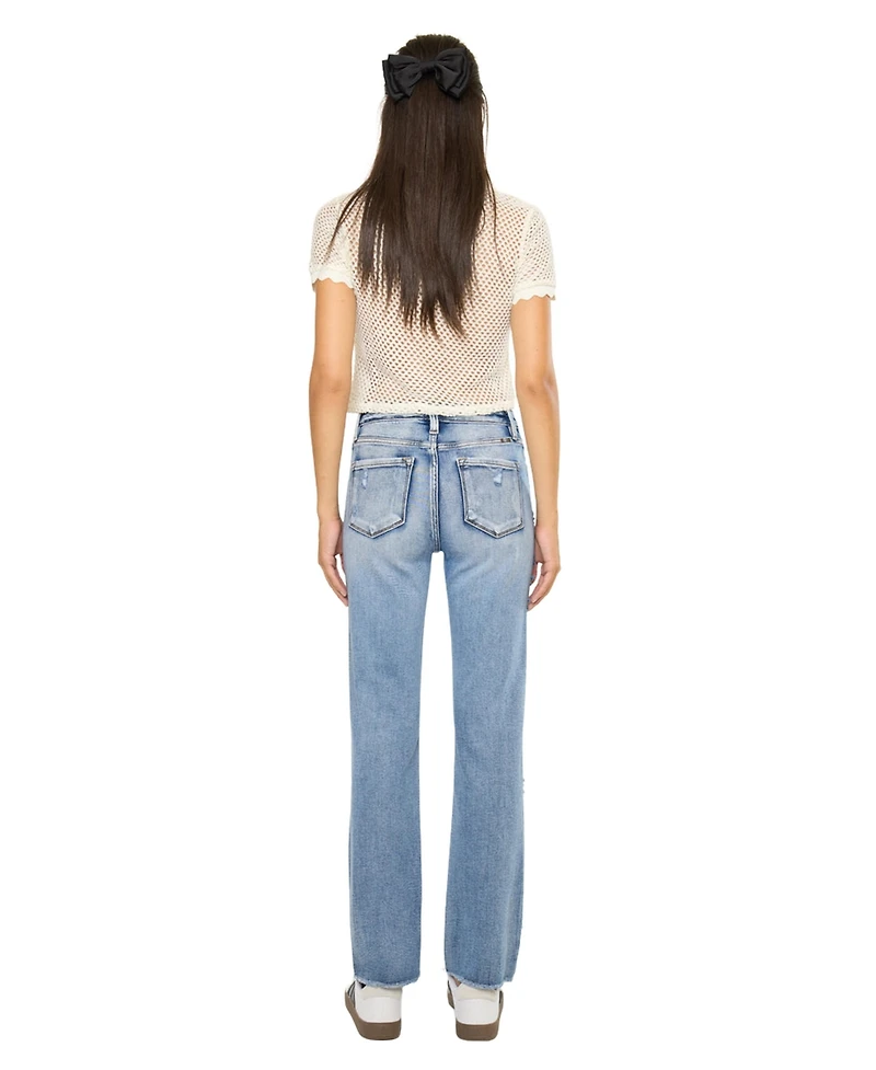 KanCan Women's Sadie High Rise Straight Jeans