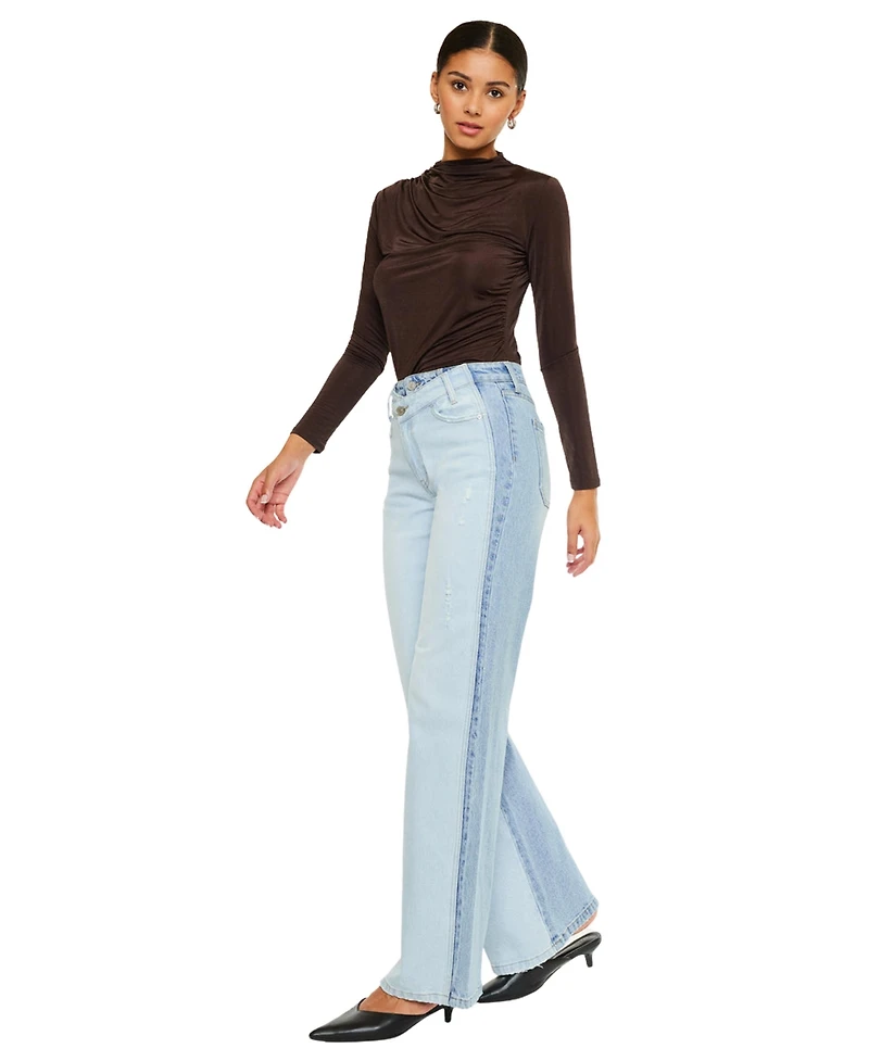 KanCan Women's Clara High Rise Wide-Leg Jeans
