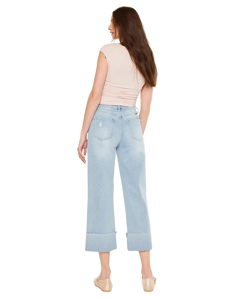 KanCan Women's Sully 90's Crop Wide-Leg Jeans
