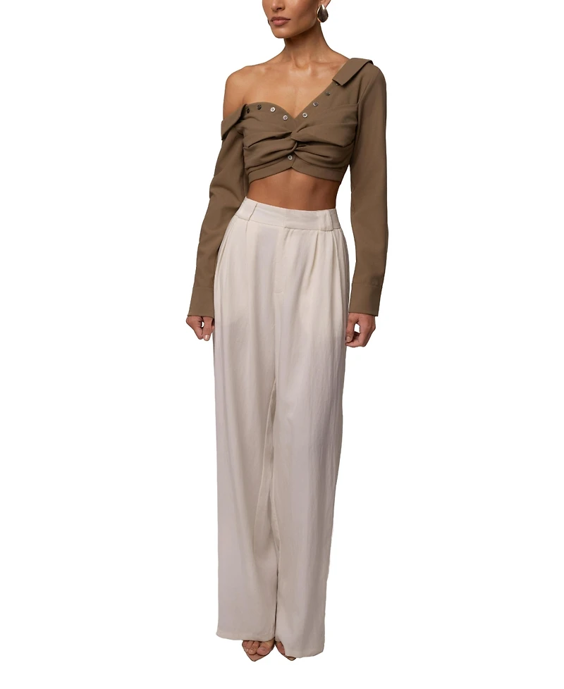 Jluxlabel Women's Off-Shoulder Twist Crop Top