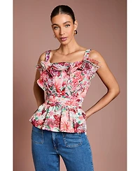 Coast Women's Ruffled Square Neck Peplum Blouse