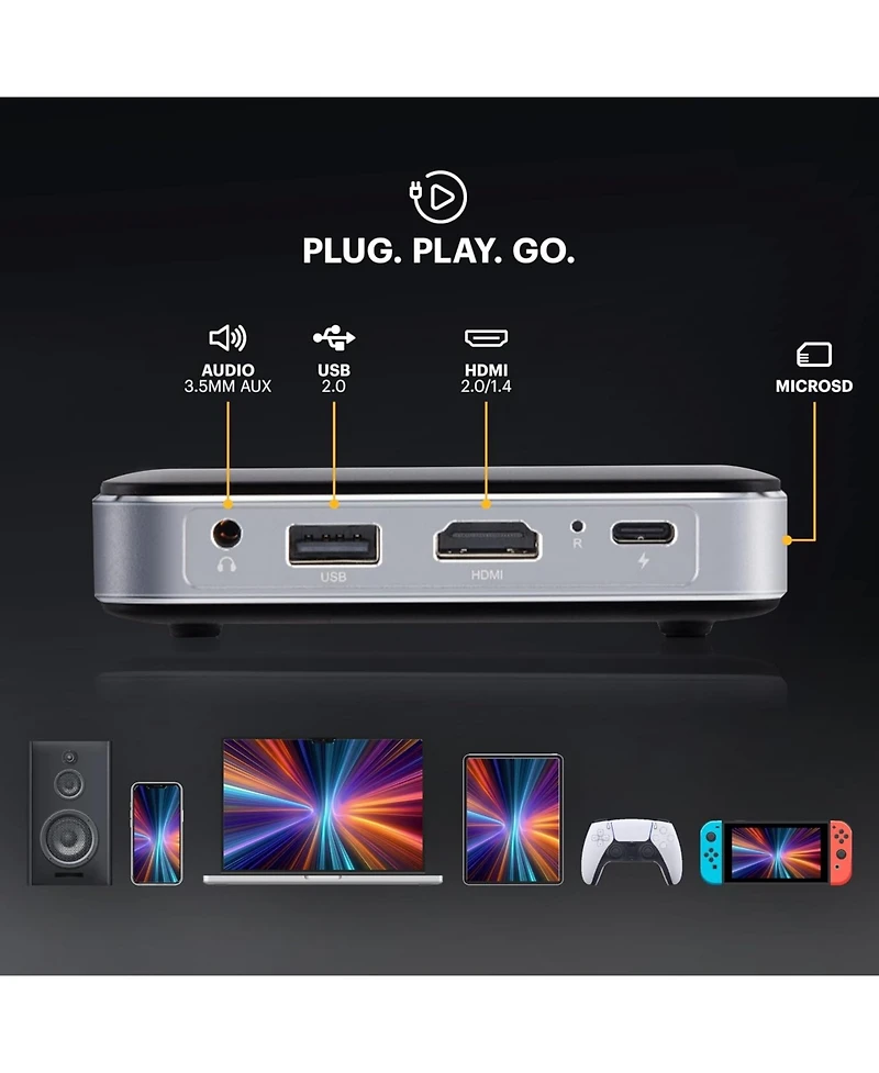 Kodak Luma 150 Pico Projector, Rechargeable Ultra Mini Projector with Overhead Tripod & Case