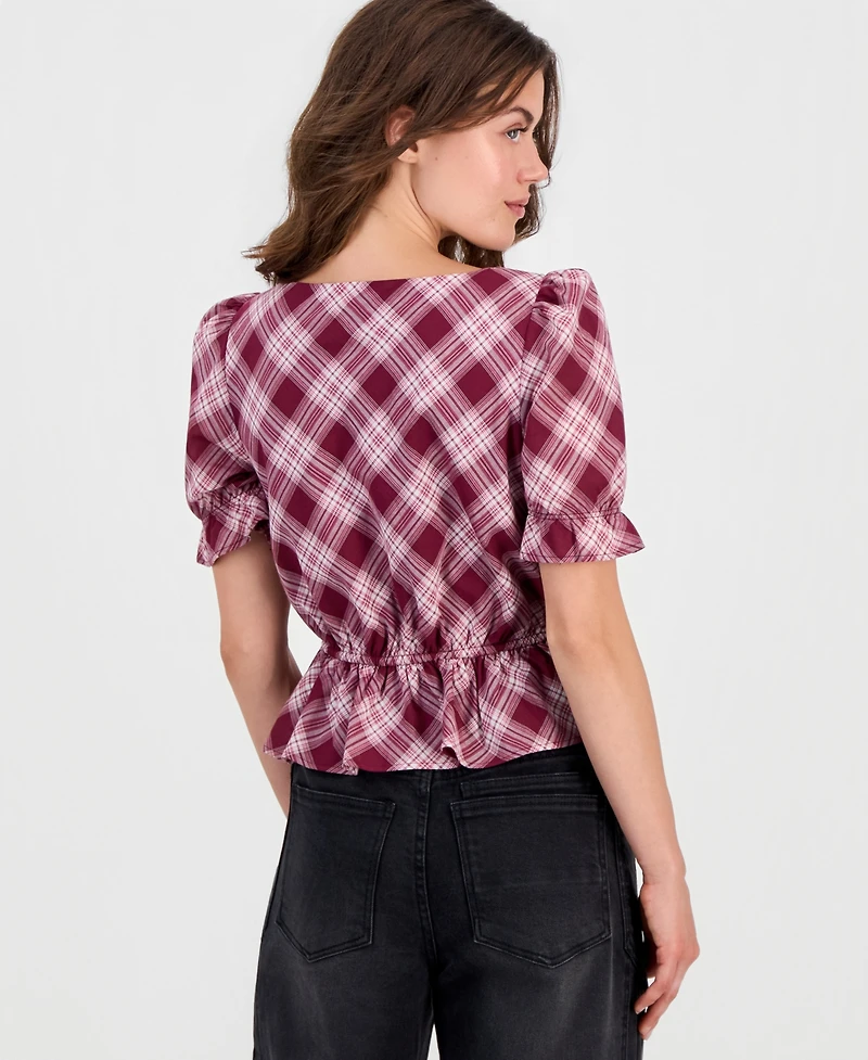 And Now This Petite Plaid-Peplum Blouse, Macy's Exclusive