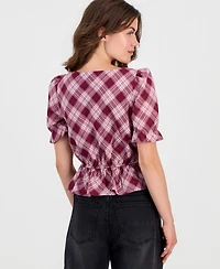 And Now This Petite Plaid-Peplum Blouse, Macy's Exclusive