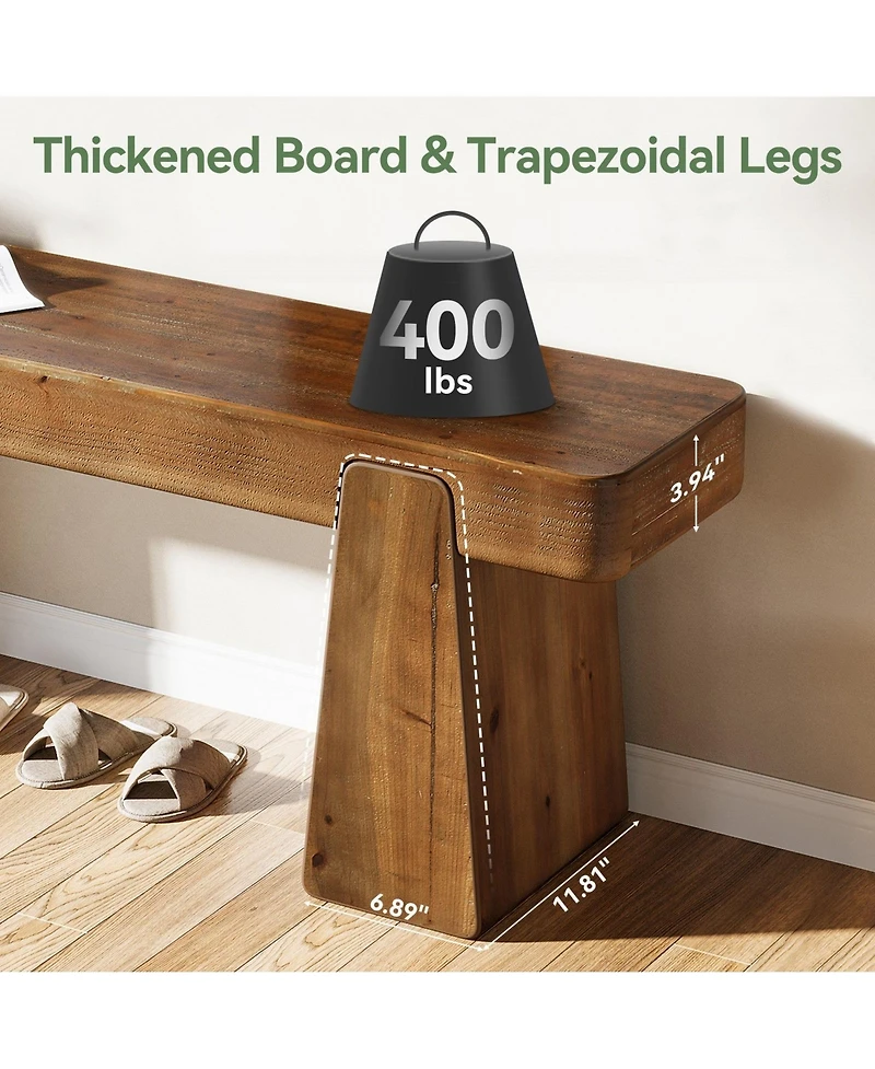 Slickblue 47" Solid Wood Farmhouse Entryway Shoe Bench
