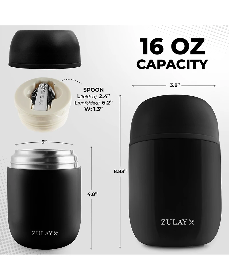16oz Stainless Steel Vacuum Insulated Food Jar for Hot Foods and Soups