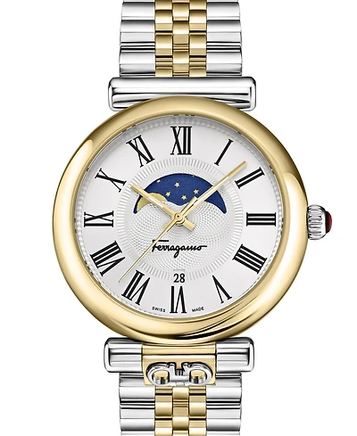 Ferragamo Women's Ora Moonphase Two-Tone Stainless Steel Bracelet Watch 40mm