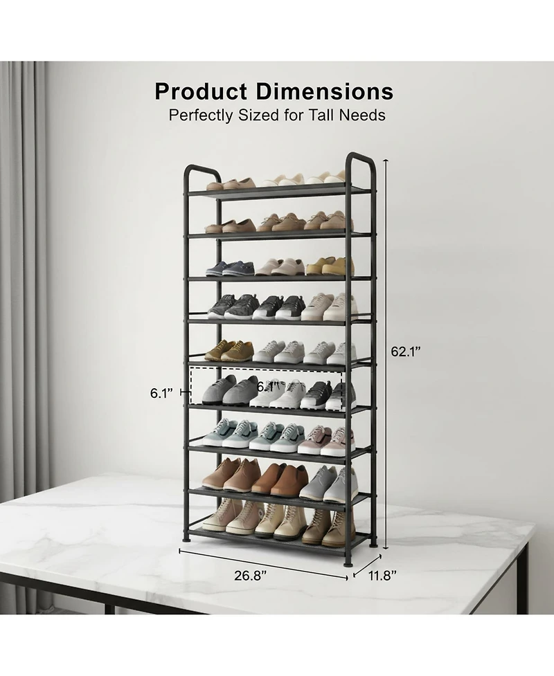 Yigii 10-Tier Shoe Rack Sturdy Mesh Shelves Large Capacity Adjustable Feet