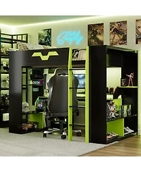 Streamdale Furniture Loft Bed with Power, Usb-c, Cable Mgmt, Rgb