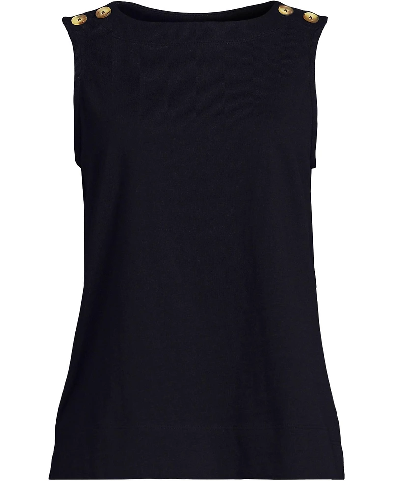 Lands' End Women's Plus Mariner Button Shoulder Tank