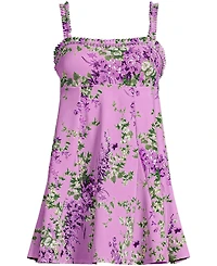 Lands' End Women's Tugless Pleated Ruffle Swim Dress