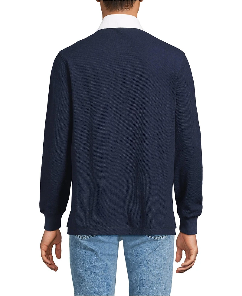 Lands' End Men's Long Sleeve Honeycomb Pique Rugby
