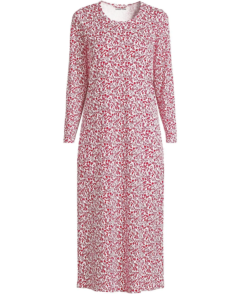 Lands' End Plus Cotton Long Sleeve Midcalf Nightgown