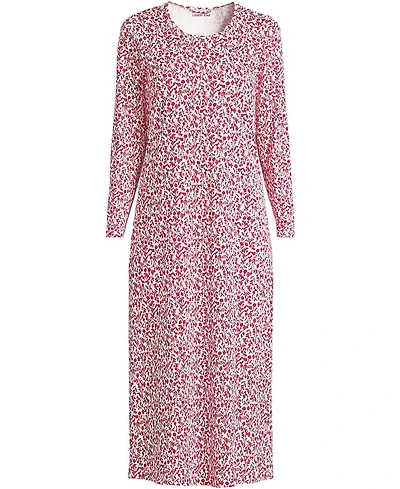 Lands' End Plus Cotton Long Sleeve Midcalf Nightgown