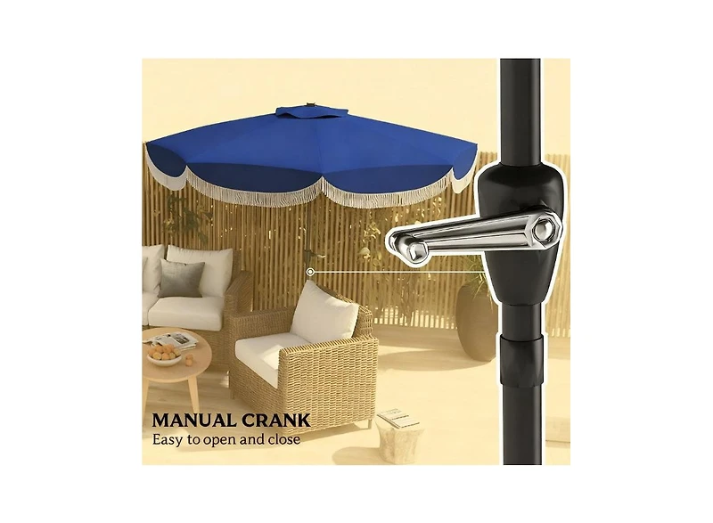Clihome Outdoor Umbrella with Crank, Patio Umbrella, 8 Ribs, Push Button Tilt