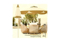 Clihome Outdoor Umbrella with Crank, Patio Umbrella, 8 Ribs, Push Button Tilt