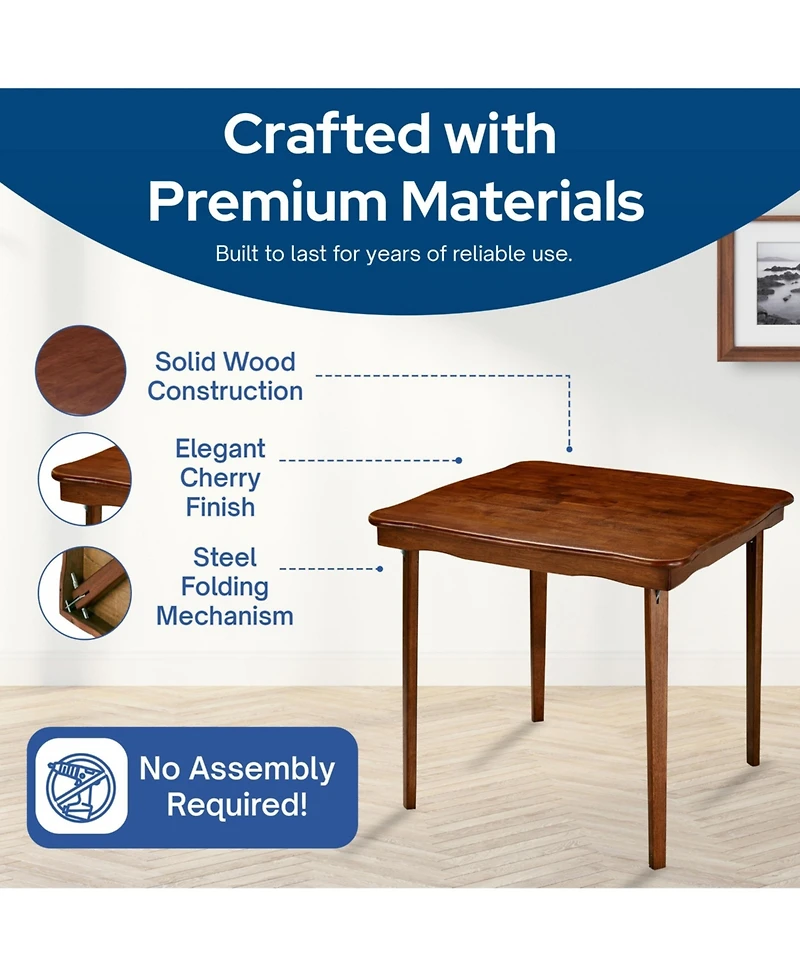 Meco Stakmore Scalloped Edge Compact Traditional Folding Card Table, Fruitwood