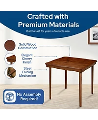 Meco Stakmore Scalloped Edge Compact Traditional Folding Card Table, Fruitwood