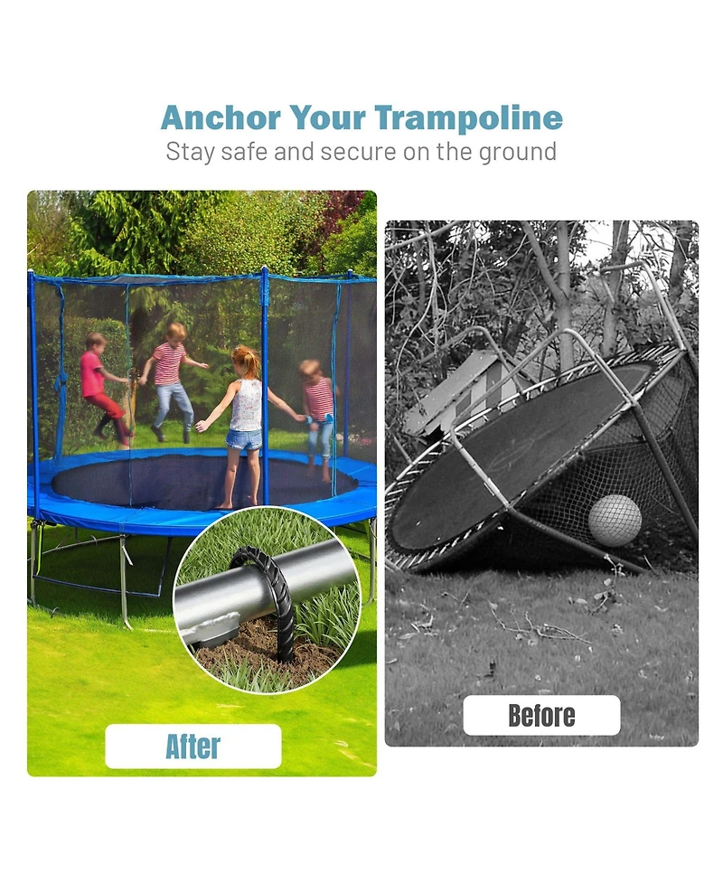 Yescom Pack Trampoline Enclosure Poles w/ Caps and 8 Pack 11" U Shaped Ground Anchors Kit