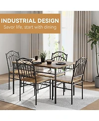 gaomon Dining Table Set for 4, Farmhouse Kitchen Table Chairs Rubber Wood Legs