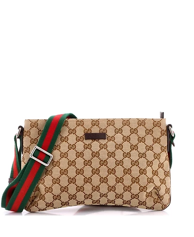 Pre-Owned Gucci Small Web Strap Messenger Bag Gg Canvas