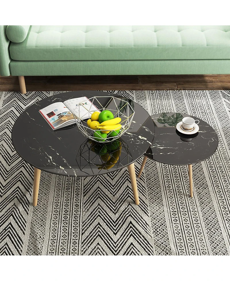 Streamdale Furniture 30'' Round Marble-Design Tempered Glass Table Top for Indoor and Outdoor Use